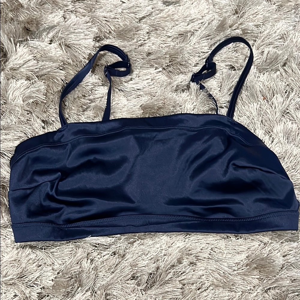 Aerie Navy Blue Satin Bandeau Bra